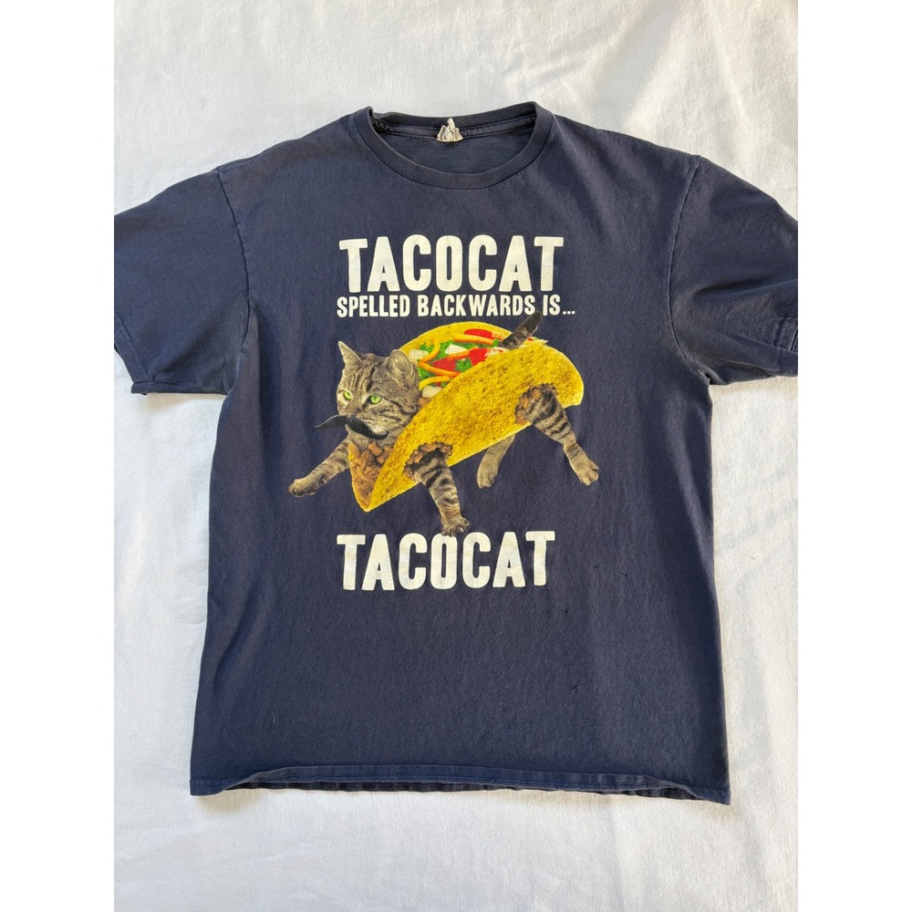 Delta‎ Pro Weight Tacocat Palindrome Graphic Tee Navy Blue Mens Medium M